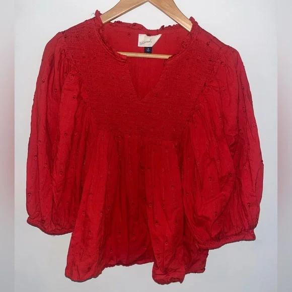 Women's Red peasant top - Picture 2 of 6